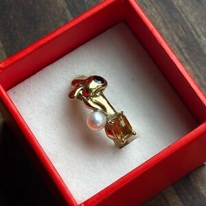 Aris 14K Gold Ring with Citrine and Garnet